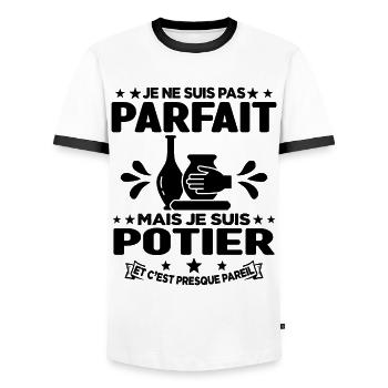 Je Ne Suis Pas Parfait Mais Je Suis Potier Cadeau - T-shirt contrasté Homme - blanc/noir - Devant - AI Model Female 172 light (172cm) & AI Model Male 178 dark (178cm)
