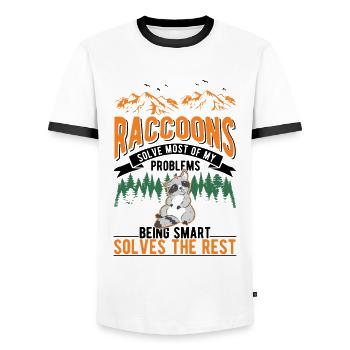 Raton laveur Cadeau Raton laveur - T-shirt contrasté Homme - blanc/noir - Devant - AI Model Female 172 light (172cm) & AI Model Male 178 dark (178cm)