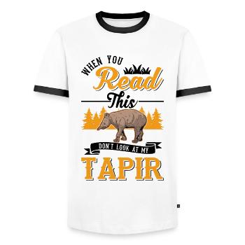 Tapir Flachlandtapir Tapirdae Tapir - Männer Kontrast-T-Shirt - Weiß/Schwarz - Vorne - AI Model Female 172 light (172cm) & AI Model Male 178 dark (178cm)
