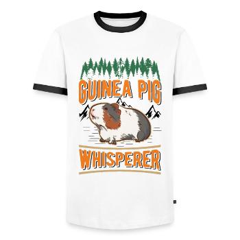 Chuchoteur de cochon d’Inde - T-shirt contrasté Homme - blanc/noir - Devant - AI Model Female 172 light (172cm) & AI Model Male 178 dark (178cm)