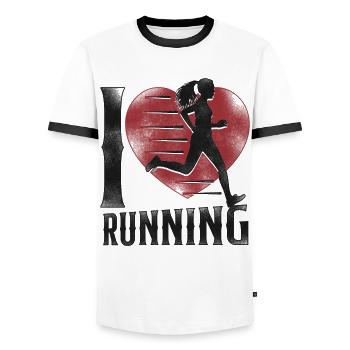 Running Runner Half Marathon Heart - Männer Kontrast-T-Shirt - Weiß/Schwarz - Vorne - AI Model Female 172 light (172cm) & AI Model Male 178 dark (178cm)