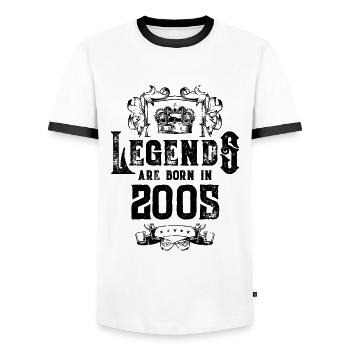2005 legends birthday - Men's Ringer Shirt - white/black - Front - AI Model Female 172 light (172cm) & AI Model Male 178 dark (178cm)