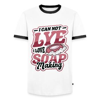 I Cannot Lye I Love Soap Making - Men's Ringer Shirt - white/black - Front - AI Model Female 172 light (172cm) & AI Model Male 178 dark (178cm)