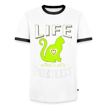 vert une vie sans chat est inutile chats - T-shirt contrasté Homme - blanc/noir - Devant - AI Model Female 172 light (172cm) & AI Model Male 178 dark (178cm)