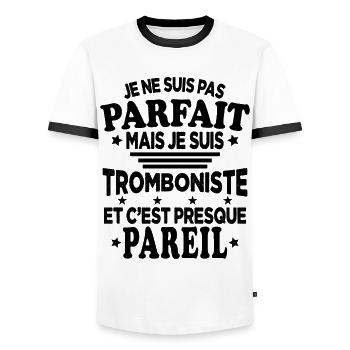 Pas Parfaite Je Suis Tromboniste Et C'est Pareil - T-shirt contrasté Homme - blanc/noir - Devant - AI Model Female 172 light (172cm) & AI Model Male 178 dark (178cm)