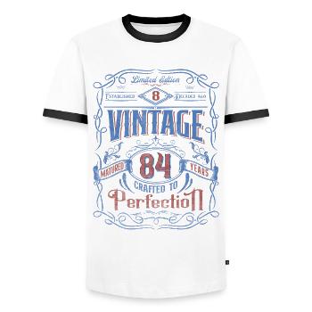 Vintage Crafted To Perfection 84th Birthday - Men's Ringer Shirt - white/black - Front - AI Model Female 172 light (172cm) & AI Model Male 178 dark (178cm)
