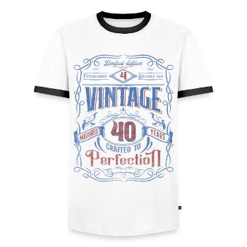 Vintage Crafted To Perfection 40th Birthday - Männer Kontrast-T-Shirt - Weiß/Schwarz - Vorne - AI Model Female 172 light (172cm) & AI Model Male 178 dark (178cm)