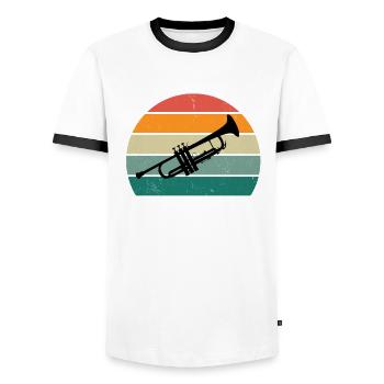 Trombonist trombone trumpet player trumpet - Men's Ringer Shirt - white/black - Front - AI Model Female 172 light (172cm) & AI Model Male 178 dark (178cm)