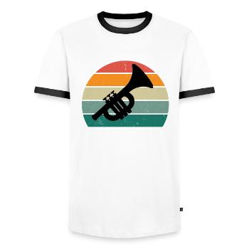 Trombonist trombone trumpet player trumpet - Men's Ringer Shirt - white/black - Front - AI Model Female 172 light (172cm) & AI Model Male 178 dark (178cm)
