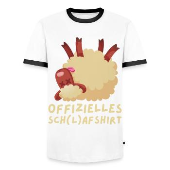 Schafshirt zum Schlafen, Schaf - Männer Kontrast-T-Shirt - Weiß/Schwarz - Vorne - AI Model Female 172 light (172cm) & AI Model Male 178 dark (178cm)