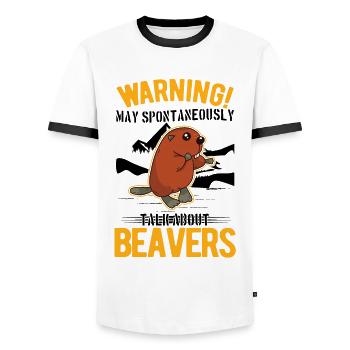 May spontaneously talk about Beavers Biber - Männer Kontrast-T-Shirt - Weiß/Schwarz - Vorne - AI Model Female 172 light (172cm) & AI Model Male 178 dark (178cm)