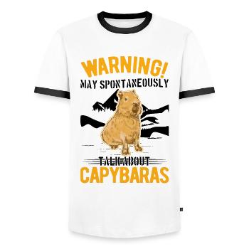 May spontaneously talk about Capybaras - Männer Kontrast-T-Shirt - Weiß/Schwarz - Vorne - AI Model Female 172 light (172cm) & AI Model Male 178 dark (178cm)