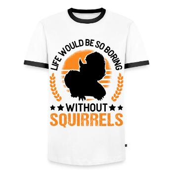 Cadeau Écureuil Écureuil Gris Écureuil - T-shirt contrasté Homme - blanc/noir - Devant - AI Model Female 172 light (172cm) & AI Model Male 178 dark (178cm)