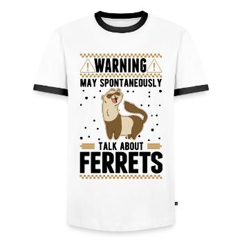 May spontaneously talk about Ferrets Frettchen - Männer Kontrast-T-Shirt - Weiß/Schwarz - Vorne - AI Model Female 172 light (172cm) & AI Model Male 178 dark (178cm)