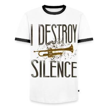 Trompettiste Vintage I Destroy - T-shirt contrasté Homme - blanc/noir - Devant - AI Model Female 172 light (172cm) & AI Model Male 178 dark (178cm)