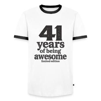41 Jahre Awesome 41. Geburtstag - Männer Kontrast-T-Shirt - Weiß/Schwarz - Vorne - AI Model Female 172 light (172cm) & AI Model Male 178 dark (178cm)