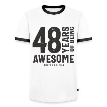 48 Jahre Awesome 48. Geburtstag - Männer Kontrast-T-Shirt - Weiß/Schwarz - Vorne - AI Model Female 172 light (172cm) & AI Model Male 178 dark (178cm)