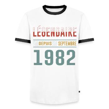 Légendaire Depuis Septembre 1982 Anniversaire - T-shirt contrasté Homme - blanc/noir - Devant - AI Model Female 172 light (172cm) & AI Model Male 178 dark (178cm)