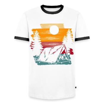 Outdoor Wandern Retro Wald Camping - Männer Kontrast-T-Shirt - Weiß/Schwarz - Vorne - AI Model Female 172 light (172cm) & AI Model Male 178 dark (178cm)