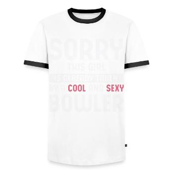 Bowl Design Bowling Player Sport For Bowlers - Men's Ringer Shirt - white/black - Front - AI Model Female 172 light (172cm) & AI Model Male 178 dark (178cm)