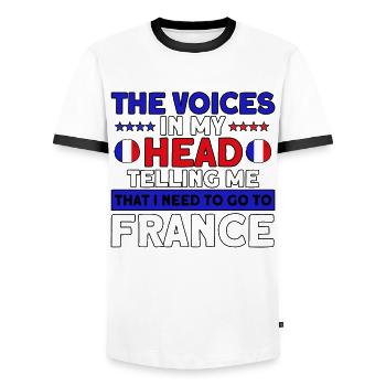 French Flag French Roots Gift - Men's Ringer Shirt - white/black - Front - AI Model Female 172 light (172cm) & AI Model Male 178 dark (178cm)