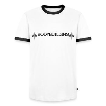 Culturisme Heartbeat - T-shirt contrasté Homme - blanc/noir - Devant - AI Model Female 172 light (172cm) & AI Model Male 178 dark (178cm)