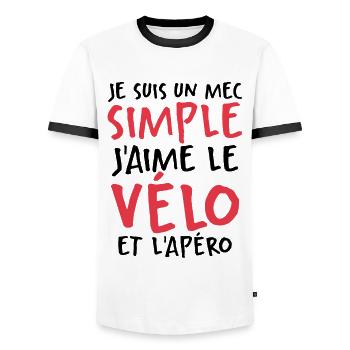 J'aime Le Vélo Et L'apéro - T-shirt contrasté Homme - blanc/noir - Devant - AI Model Female 172 light (172cm) & AI Model Male 178 dark (178cm)