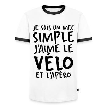J'aime Le Vélo Et L'apéro - T-shirt contrasté Homme - blanc/noir - Devant - AI Model Female 172 light (172cm) & AI Model Male 178 dark (178cm)