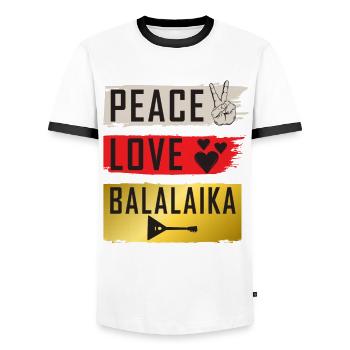 Peace Love Snare Drum Marching Band - T-shirt contrasté Homme - blanc/noir - Devant - AI Model Female 172 light (172cm) & AI Model Male 178 dark (178cm)