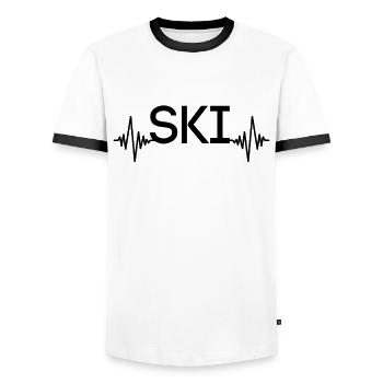 Battement de cœur de ski - T-shirt contrasté Homme - blanc/noir - Devant - AI Model Female 172 light (172cm) & AI Model Male 178 dark (178cm)