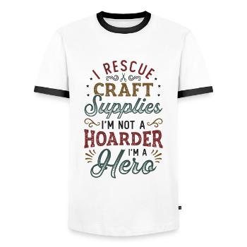 I Rescue Craft Supplies I'm Not A Hoarder Crafter - Men's Ringer Shirt - white/black - Front - AI Model Female 172 light (172cm) & AI Model Male 178 dark (178cm)