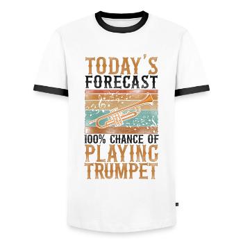 Trumpet Player Vintage Retro - Männer Kontrast-T-Shirt - Weiß/Schwarz - Vorne - AI Model Female 172 light (172cm) & AI Model Male 178 dark (178cm)