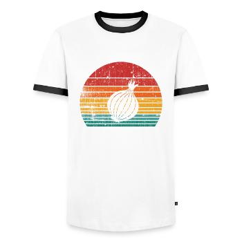 Onion Lover Retro Vegetables Vegan Gift idea - Männer Kontrast-T-Shirt - Weiß/Schwarz - Vorne - AI Model Female 172 light (172cm) & AI Model Male 178 dark (178cm)