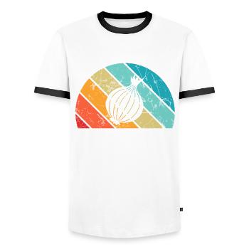 Onion Lover Retro Vegetables Vegan Gift idea - Männer Kontrast-T-Shirt - Weiß/Schwarz - Vorne - AI Model Female 172 light (172cm) & AI Model Male 178 dark (178cm)