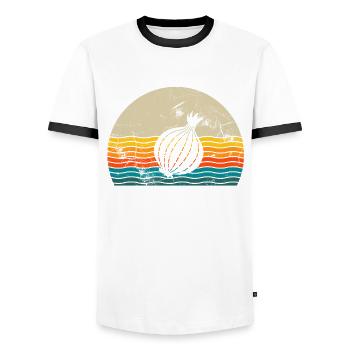 Onion Lover Retro Vegetables Vegan Gift idea - Männer Kontrast-T-Shirt - Weiß/Schwarz - Vorne - AI Model Female 172 light (172cm) & AI Model Male 178 dark (178cm)