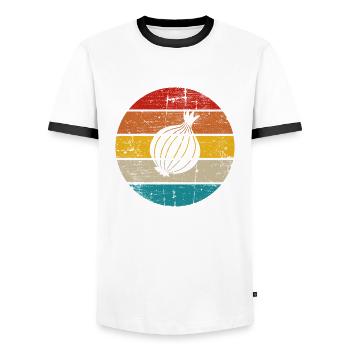 Onion Lover Retro Vegetables Vegan Gift idea - Männer Kontrast-T-Shirt - Weiß/Schwarz - Vorne - AI Model Female 172 light (172cm) & AI Model Male 178 dark (178cm)