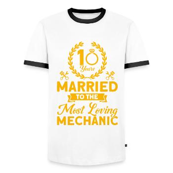 Rosenhochzeit 10 Jahre Ehe Geschenk - Männer Kontrast-T-Shirt - Weiß/Schwarz - Vorne - AI Model Female 172 light (172cm) & AI Model Male 178 dark (178cm)