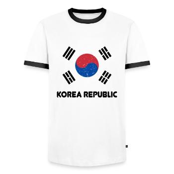 Korean Korean Republic Flag Pride Korean Flag - Männer Kontrast-T-Shirt - Weiß/Schwarz - Vorne - AI Model Female 172 light (172cm) & AI Model Male 178 dark (178cm)