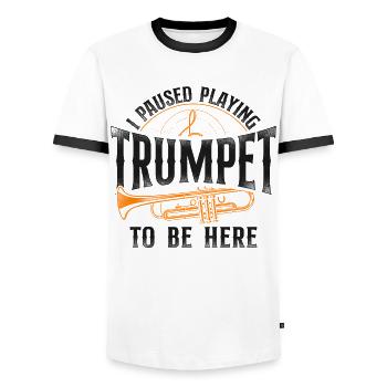 Trumpet Player Vintage I Paused - Männer Kontrast-T-Shirt - Weiß/Schwarz - Vorne - AI Model Female 172 light (172cm) & AI Model Male 178 dark (178cm)