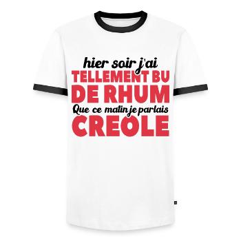 Hier Soir J'ai Tellement Bu De Rhum - T-shirt contrasté Homme - blanc/noir - Devant - AI Model Female 172 light (172cm) & AI Model Male 178 dark (178cm)