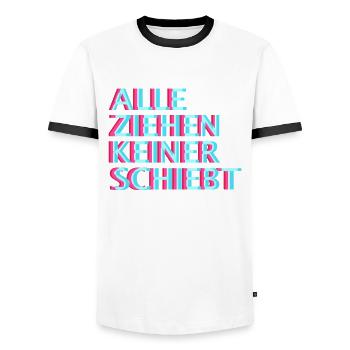 Techno Raver EDM Uptempo Speedcore Tekk Hardtekk - Männer Kontrast-T-Shirt - Weiß/Schwarz - Vorne - AI Model Female 172 light (172cm) & AI Model Male 178 dark (178cm)