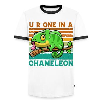 You are one in a Chameleon - Men's Ringer Shirt - white/black - Front - AI Model Female 172 light (172cm) & AI Model Male 178 dark (178cm)