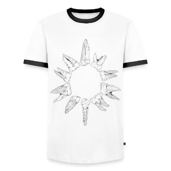 Teeth - Men's Ringer Shirt - white/black - Front - AI Model Female 172 light (172cm) & AI Model Male 178 dark (178cm)