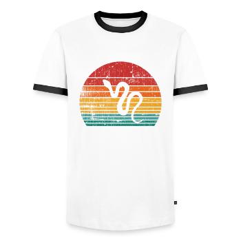 Snake Retro Reptile Python Idée cadeau - T-shirt contrasté Homme - blanc/noir - Devant - AI Model Female 172 light (172cm) & AI Model Male 178 dark (178cm)