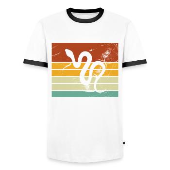 Snake Retro Reptile Python Idée cadeau - T-shirt contrasté Homme - blanc/noir - Devant - AI Model Female 172 light (172cm) & AI Model Male 178 dark (178cm)