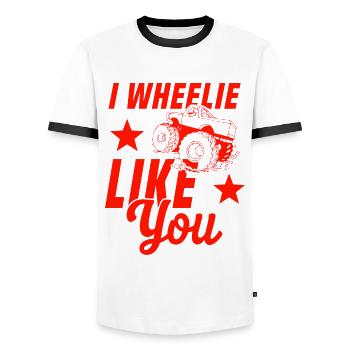 truck wheel - Men's Ringer Shirt - white/black - Front - AI Model Female 172 light (172cm) & AI Model Male 178 dark (178cm)
