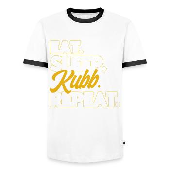 Kubb Eat Sleep Kubb Repeat Geschenk - Männer Kontrast-T-Shirt - Weiß/Schwarz - Vorne - AI Model Female 172 light (172cm) & AI Model Male 178 dark (178cm)