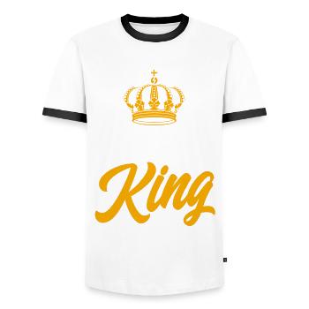 Kubb Kubb König Geschenk - Männer Kontrast-T-Shirt - Weiß/Schwarz - Vorne - AI Model Female 172 light (172cm) & AI Model Male 178 dark (178cm)
