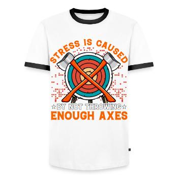 Le stress est causé par le fait de ne pas lancer suffisamment d’axes - T-shirt contrasté Homme - blanc/noir - Devant - AI Model Female 172 light (172cm) & AI Model Male 178 dark (178cm)