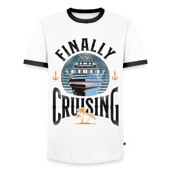 Cruise Ship Vacation Finally - Men's Ringer Shirt - white/black - Front - AI Model Female 172 light (172cm) & AI Model Male 178 dark (178cm)